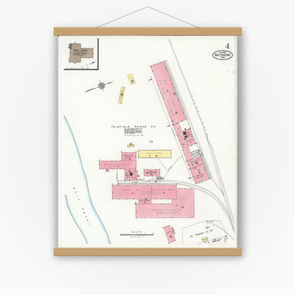 Old map wall art mockup — magnetic wood frame on white wall — Sanborn Fire Insurance Map from Baltimore, Fairfield County, Ohio (1926), Sheet #0004