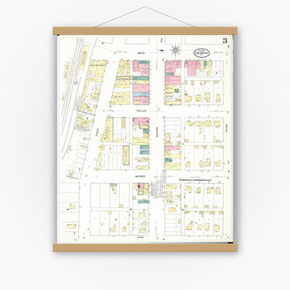 Old map wall art mockup — magnetic wood frame on white wall — Sanborn Fire Insurance Map from Ida Grove, Ida County, Iowa (1909), Sheet #0003
