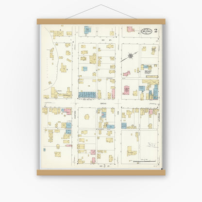 Old map wall art mockup — magnetic wood frame on white wall — Sanborn Fire Insurance Map from Milford, Pike County, Pennsylvania (1912), Sheet #0002