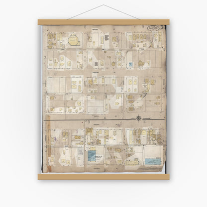 Old map wall art mockup — magnetic wood frame on white wall — Sanborn Fire Insurance Map from Calexico, Imperial County, California (1956), Sheet #0005
