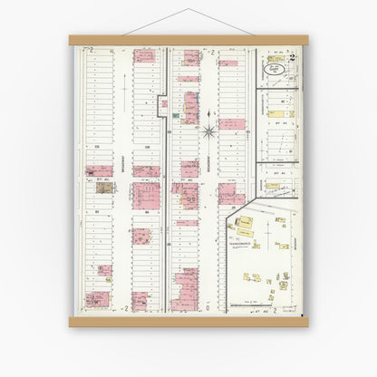 Old map wall art mockup — magnetic wood frame on white wall — Sanborn Fire Insurance Map from Gary, Lake County, Indiana (1907), Sheet #0002