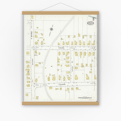 Old map wall art mockup — magnetic wood frame on white wall — Sanborn Fire Insurance Map from Addison, Steuben County, New York (1921), Sheet #0002
