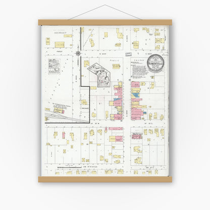 Old map wall art mockup — magnetic wood frame on white wall — Sanborn Fire Insurance Map from Vermontville, Eaton County, Michigan (1928), Sheet #0001