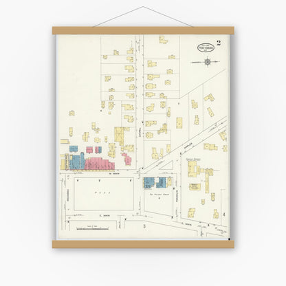 Old map wall art mockup — magnetic wood frame on white wall — Sanborn Fire Insurance Map from Prattsburgh, Steuben County, New York (1913), Sheet #0002