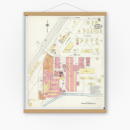 Old map wall art mockup — magnetic wood frame on white wall — Sanborn Fire Insurance Map from Dowagiac, Cass County, Michigan (1913), Sheet #0011