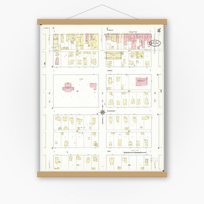 Old map wall art mockup — magnetic wood frame on white wall — Sanborn Fire Insurance Map from Osage, Mitchell County, Iowa (1911), Sheet #0008