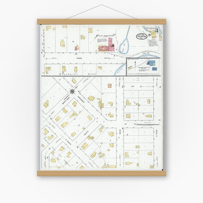 Old map wall art mockup — magnetic wood frame on white wall — Sanborn Fire Insurance Map from Palmyra, Jefferson County, Wisconsin (1919), Sheet #0003