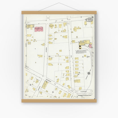 Old map wall art mockup — magnetic wood frame on white wall — Sanborn Fire Insurance Map from Fort Myers, Lee County, Florida (1917), Sheet #0006