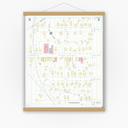 Old map wall art mockup — magnetic wood frame on white wall — Sanborn Fire Insurance Map from Grafton, Lorain County, Ohio (1946), Sheet #0003