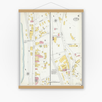 Old map wall art mockup — magnetic wood frame on white wall — Sanborn Fire Insurance Map from Pittston, Luzerne County, Pennsylvania (1903), Sheet #0004