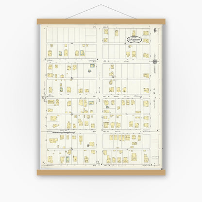 Old map wall art mockup — magnetic wood frame on white wall — Sanborn Fire Insurance Map from Saint Petersburg, Pinellas County, Florida (1913), Sheet #0006