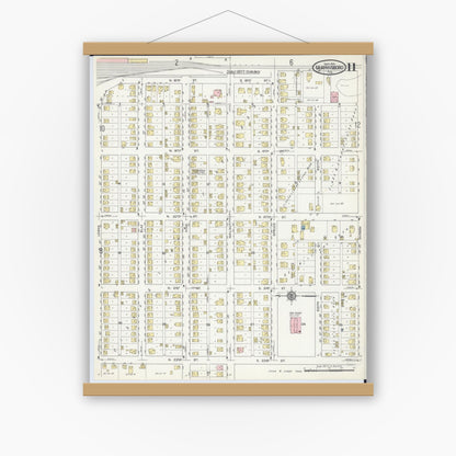 Old map wall art mockup — magnetic wood frame on white wall — Sanborn Fire Insurance Map from Murphysboro, Jackson County, Illinois (1914), Sheet #0011