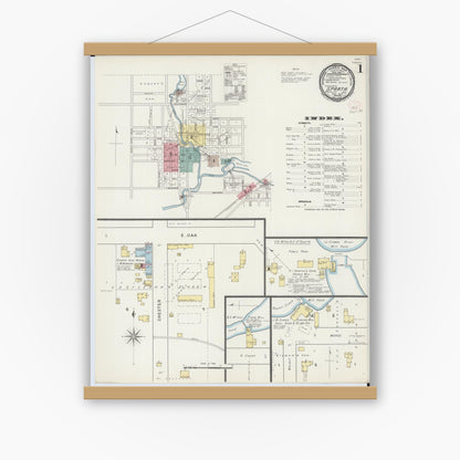 Old map wall art mockup — magnetic wood frame on white wall — Sanborn Fire Insurance Map from Sparta, Monroe County, Wisconsin (1894) - Complete Map Set