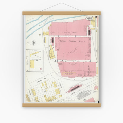 Old map wall art mockup — magnetic wood frame on white wall — Sanborn Fire Insurance Map from Passaic, Passaic County, New Jersey (1903), Sheet #0002