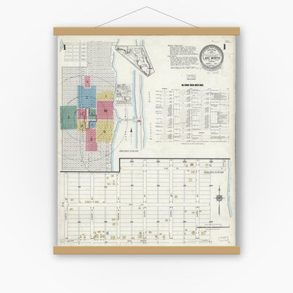 Old map wall art mockup — magnetic wood frame on white wall — Sanborn Fire Insurance Map from Lake Worth, Palm Beach County, Florida (1924) - Complete Map Set