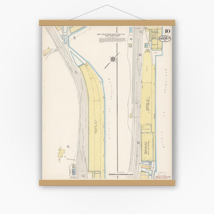 Old map wall art mockup — magnetic wood frame on white wall — Sanborn Fire Insurance Map from Crockett, Contra Costa County, California (1913), Sheet #0010