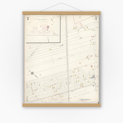 Old map wall art mockup — magnetic wood frame on white wall — Sanborn Fire Insurance Map from Northfield, Atlantic County, New Jersey (1942), Sheet #0007