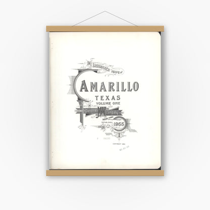 Old map wall art mockup — magnetic wood frame on white wall — Sanborn Fire Insurance Map from Amarillo, Potter County, Texas (1955), Sheet #0001