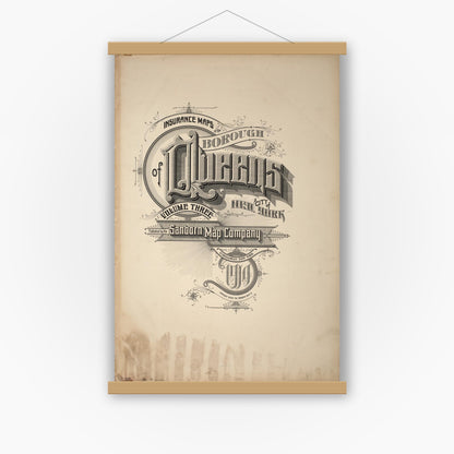 Old map wall art mockup — magnetic wood frame on white wall — Sanborn Fire Insurance Map from Queens, Queens County, New York (1914), Sheet #0001
