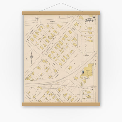 Old map wall art mockup — magnetic wood frame on white wall — Sanborn Fire Insurance Map from Marinette, Marinette County, Wisconsin (1921), Sheet #0007