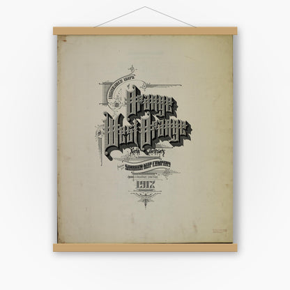 Old map wall art mockup — magnetic wood frame on white wall — Sanborn Fire Insurance Map from Orange, Essex County, New Jersey (1912), Sheet #0001