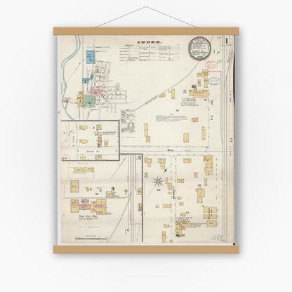 Old map wall art mockup — magnetic wood frame on white wall — Sanborn Fire Insurance Map from Port Allegany, McKean County, Pennsylvania (1897) - Complete Map Set