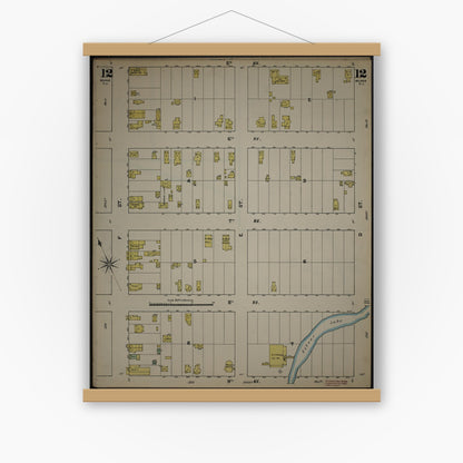 Old map wall art mockup — magnetic wood frame on white wall — Sanborn Fire Insurance Map from New Jersey Coast, New Jersey Coast, New Jersey (1890), Sheet #0012