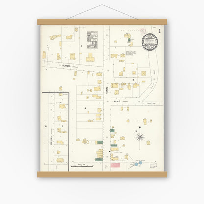 Old map wall art mockup — magnetic wood frame on white wall — Sanborn Fire Insurance Map from Point Arena, Mendocino County, California (1894) - Complete Map Set