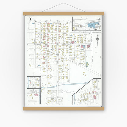 Old map wall art mockup — magnetic wood frame on white wall — Sanborn Fire Insurance Map from Covington, Miami County, Ohio (1946), Sheet #0004