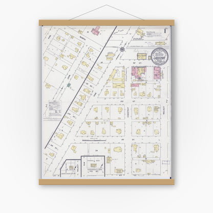 Old map wall art mockup — magnetic wood frame on white wall — Sanborn Fire Insurance Map from Laddonia, Audrain County, Missouri (1909) - Complete Map Set