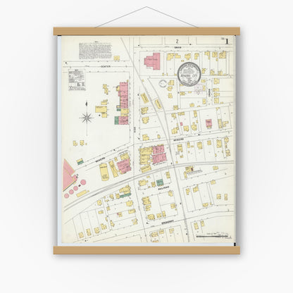 Old map wall art mockup — magnetic wood frame on white wall — Sanborn Fire Insurance Map from Mineral City, Tuscarawas County, Ohio (1902) - Complete Map Set
