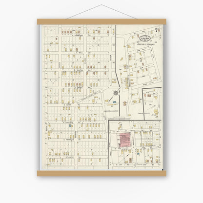 Old map wall art mockup — magnetic wood frame on white wall — Sanborn Fire Insurance Map from Juniata, Blair County, Pennsylvania (1915), Sheet #0007