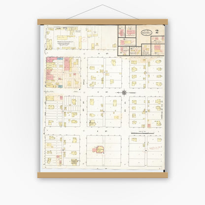 Old map wall art mockup — magnetic wood frame on white wall — Sanborn Fire Insurance Map from Rockwell, Cerro Gordo County, Iowa (1932), Sheet #0002