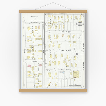 Old map wall art mockup — magnetic wood frame on white wall — Sanborn Fire Insurance Map from Stillwater, Washington County, Minnesota (1910), Sheet #0022