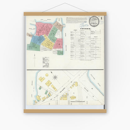 Old map wall art mockup — magnetic wood frame on white wall — Sanborn Fire Insurance Map from Cottage City, Dukes County, Massachusetts (1898) - Complete Map Set