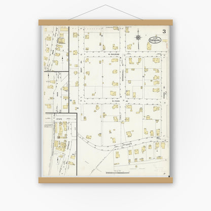 Old map wall art mockup — magnetic wood frame on white wall — Sanborn Fire Insurance Map from Edenburg, Clarion County, Pennsylvania (1912), Sheet #0003