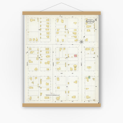 Old map wall art mockup — magnetic wood frame on white wall — Sanborn Fire Insurance Map from Wichita Falls, Wichita County, Texas (1904), Sheet #0004
