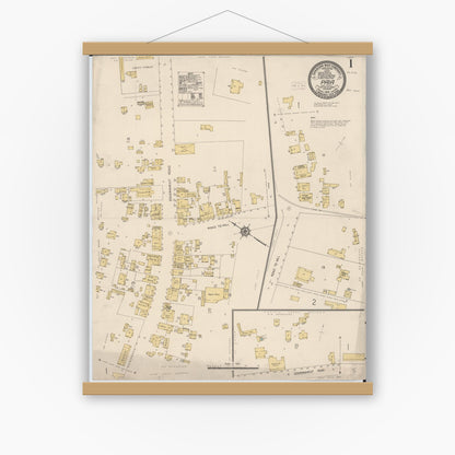 Old map wall art mockup — magnetic wood frame on white wall — Sanborn Fire Insurance Map from Paia, Maui County, Hawaii (1914) - Complete Map Set