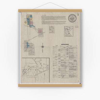 Old map wall art mockup — magnetic wood frame on white wall — Sanborn Fire Insurance Map from Hibbing, Saint Louis County, Minnesota (1913) - Complete Map Set