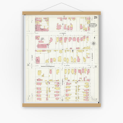 Old map wall art mockup — magnetic wood frame on white wall — Sanborn Fire Insurance Map from Chillicothe, Ross County, Ohio (1909), Sheet #0025