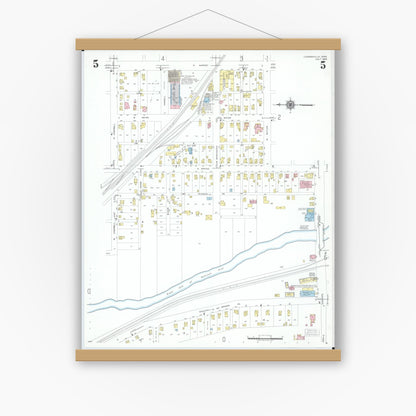 Old map wall art mockup — magnetic wood frame on white wall — Sanborn Fire Insurance Map from Loudonville, Ashland County, Ohio (1950), Sheet #0005