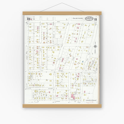 Old map wall art mockup — magnetic wood frame on white wall — Sanborn Fire Insurance Map from Glen Ellyn, Du Page County, Illinois (1929), Sheet #0011