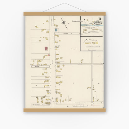 Old map wall art mockup — magnetic wood frame on white wall — Sanborn Fire Insurance Map from Northfield, Franklin County, Massachusetts (1922), Sheet #0003