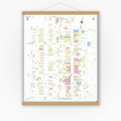 Old map wall art mockup — magnetic wood frame on white wall — Sanborn Fire Insurance Map from West Milton, Miami County, Ohio (1951), Sheet #0002