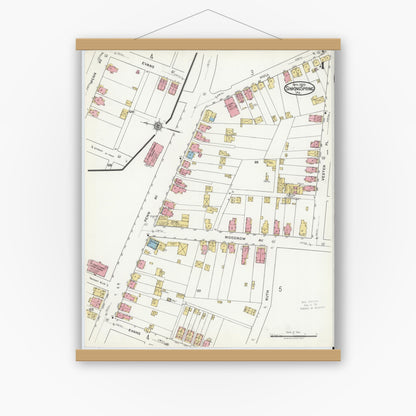 Old map wall art mockup — magnetic wood frame on white wall — Sanborn Fire Insurance Map from Sinking Spring, Berks County, Pennsylvania (1920), Sheet #0004
