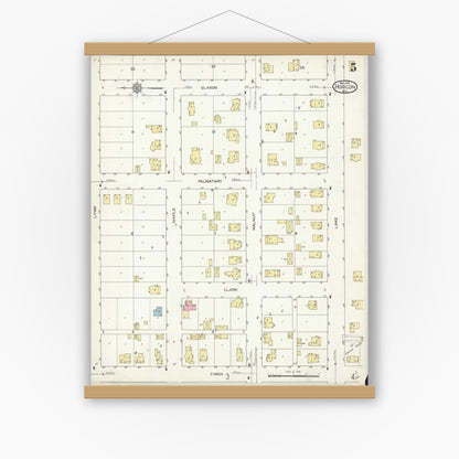 Old map wall art mockup — magnetic wood frame on white wall — Sanborn Fire Insurance Map from Horicon, Dodge County, Wisconsin (1913), Sheet #0005