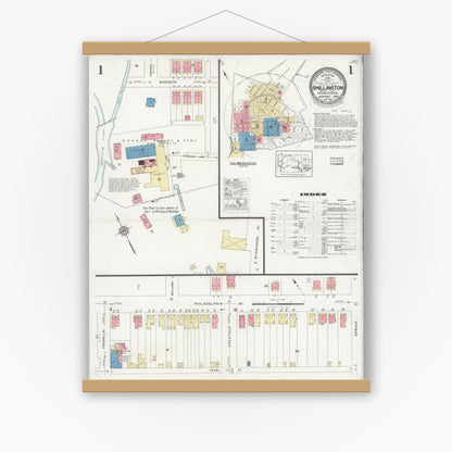Old map wall art mockup — magnetic wood frame on white wall — Sanborn Fire Insurance Map from Shillington, Berks County, Pennsylvania (1928) - Complete Map Set