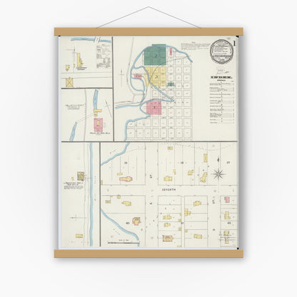 Old map wall art mockup — magnetic wood frame on white wall — Sanborn Fire Insurance Map from Lanesboro, Fillmore County, Minnesota (1894) - Complete Map Set