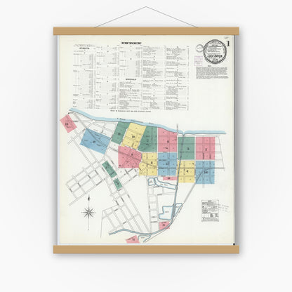 Old map wall art mockup — magnetic wood frame on white wall — Sanborn Fire Insurance Map from Lock Haven, Clinton County, Pennsylvania (1901) - Complete Map Set