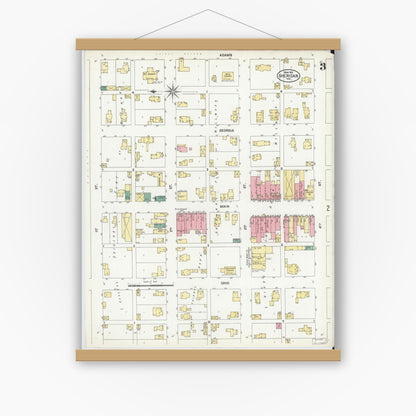 Old map wall art mockup — magnetic wood frame on white wall — Sanborn Fire Insurance Map from Sheridan, Hamilton County, Indiana (1902), Sheet #0003